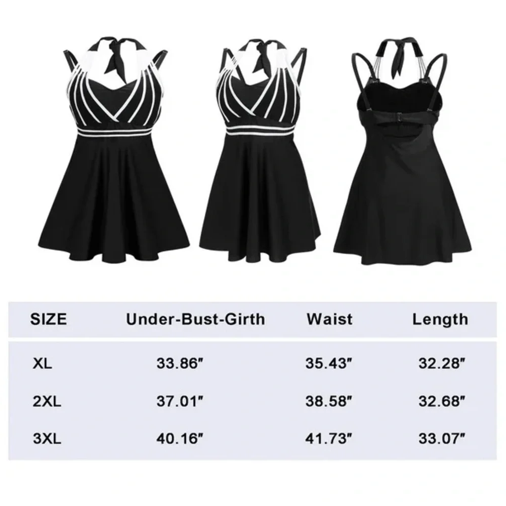 Womens Two Piece Tummy Control Swimdress Plus Size Skirtini CoverUp Swimsuit 18W